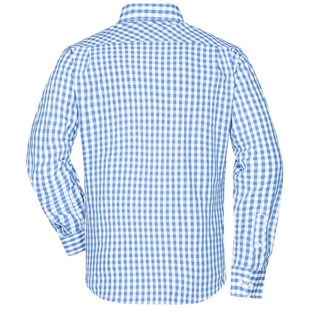 James & Nicholson Pánská kostkovaná košile JN617 - Královská modrá / bílá | XL