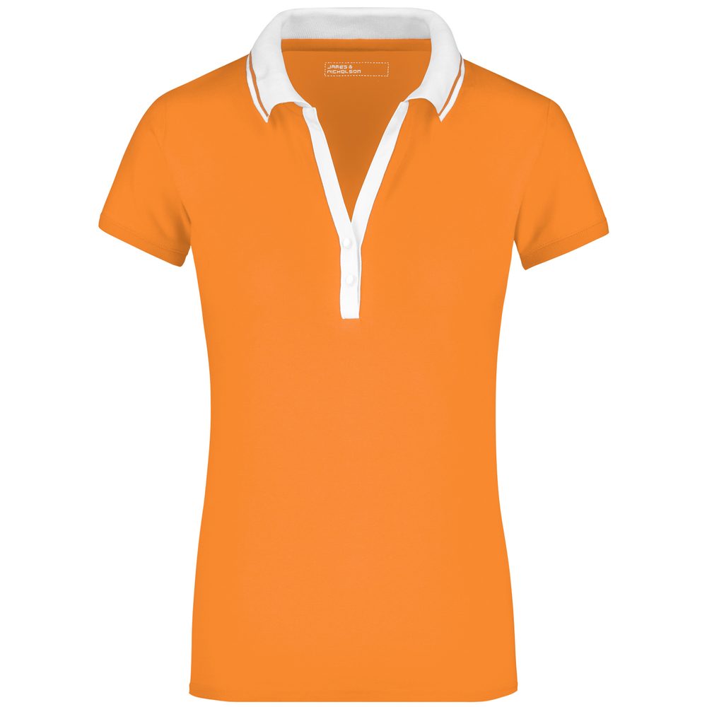 James & Nicholson Dámská elastická polokošile JN158 - Oranžová / bílá | XL