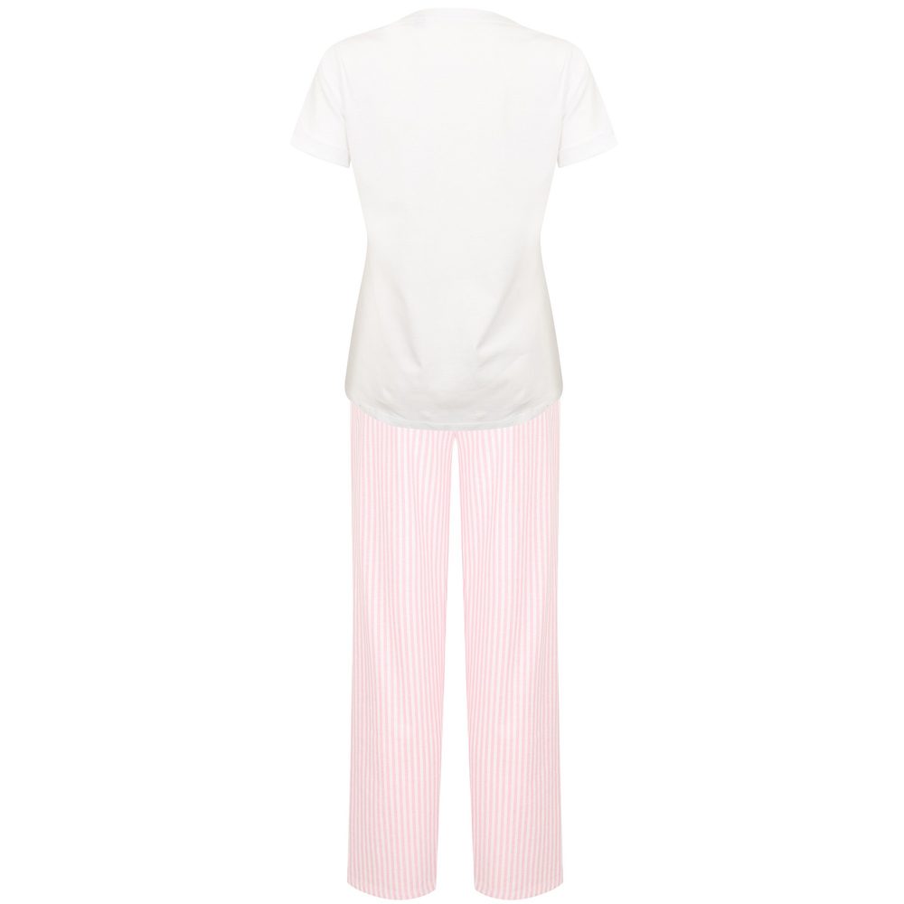 Towel City Detské dlhé bavlnené pyžamo v sade - Biela / ružová | 7-8 rokov
