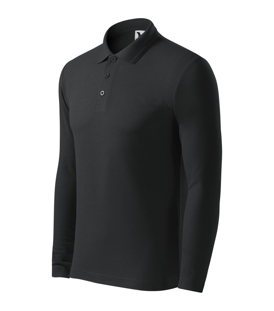 MALFINI Pánska polokošeľa s dlhým rukávom Pique Polo LS - Ebony gray | L