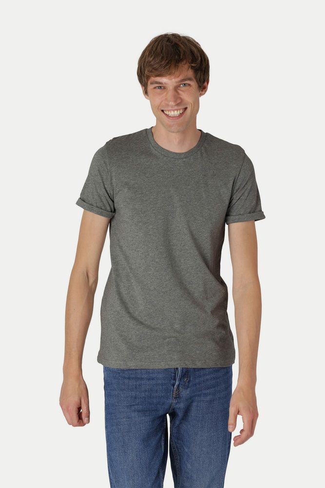 Neutral Pánské tričko s ohrnutými rukávy z organické Fairtrade bavlny - Tmavý melír | XXXL