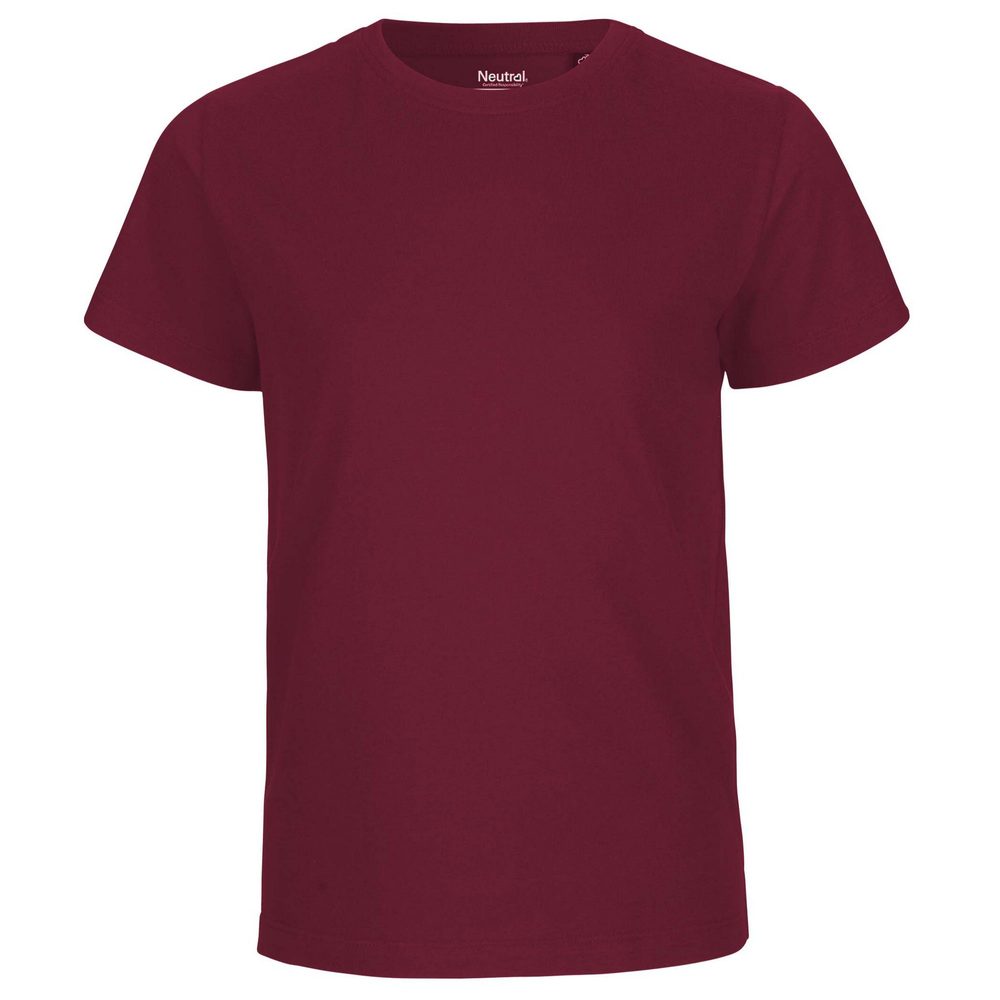 Neutral Dětské tričko s krátkým rukávem z organické Fairtrade bavlny - Bordeaux | 140/146
