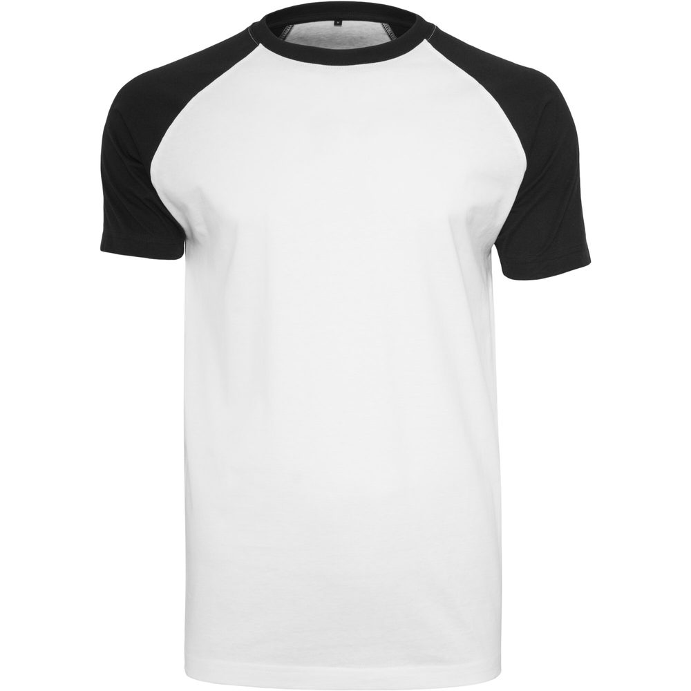 Build Your Brand Pánske dvojfarebné tričko s krátkym rukávom - Biela / čierna | XXXXL