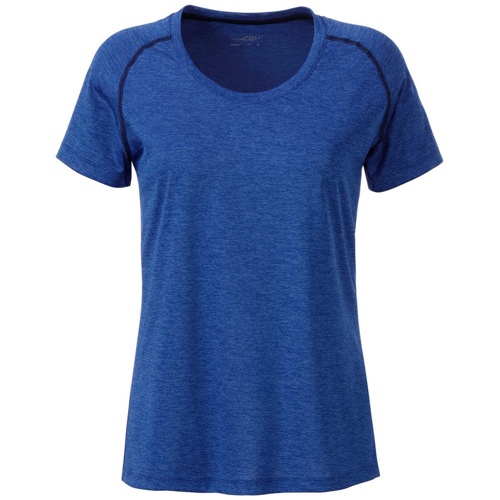 James & Nicholson Dámske funkčné tričko JN495 - Modrý melír / tmavě modrá | XL