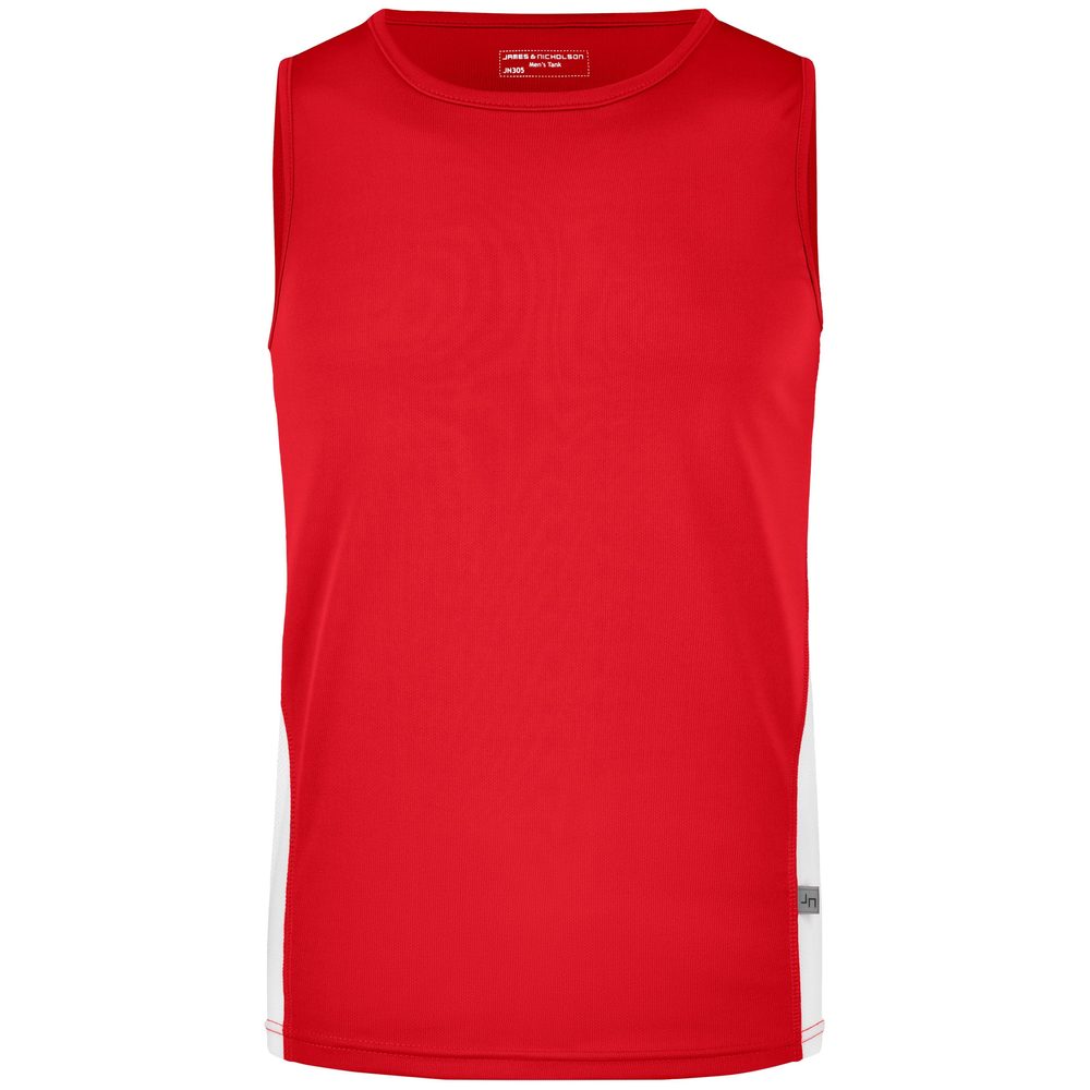 James & Nicholson Pánske športové tričko bez rukávov JN305 - Červená / bílá | XXXL