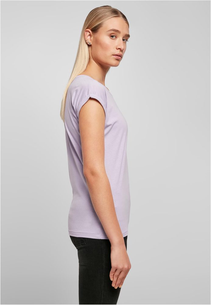 Build Your Brand Volné dámské tričko s ohrnutými rukávy - Růžová | XS