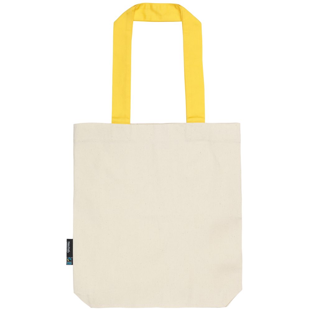 Neutral Nákupní taška s barevnými uchy z organické Fairtrade bavlny - Přírodní / žlutá