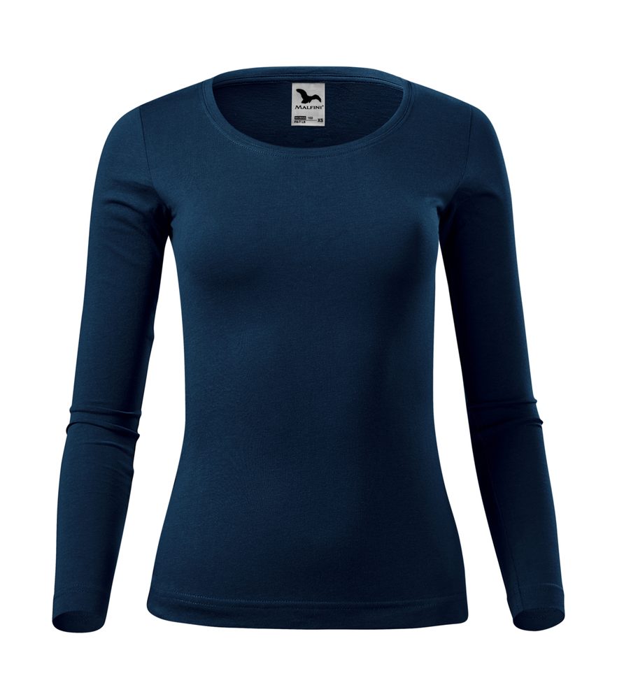 MALFINI Dámske tričko s dlhým rukávom Fit-T Long Sleeve - Námornícka modrá | M