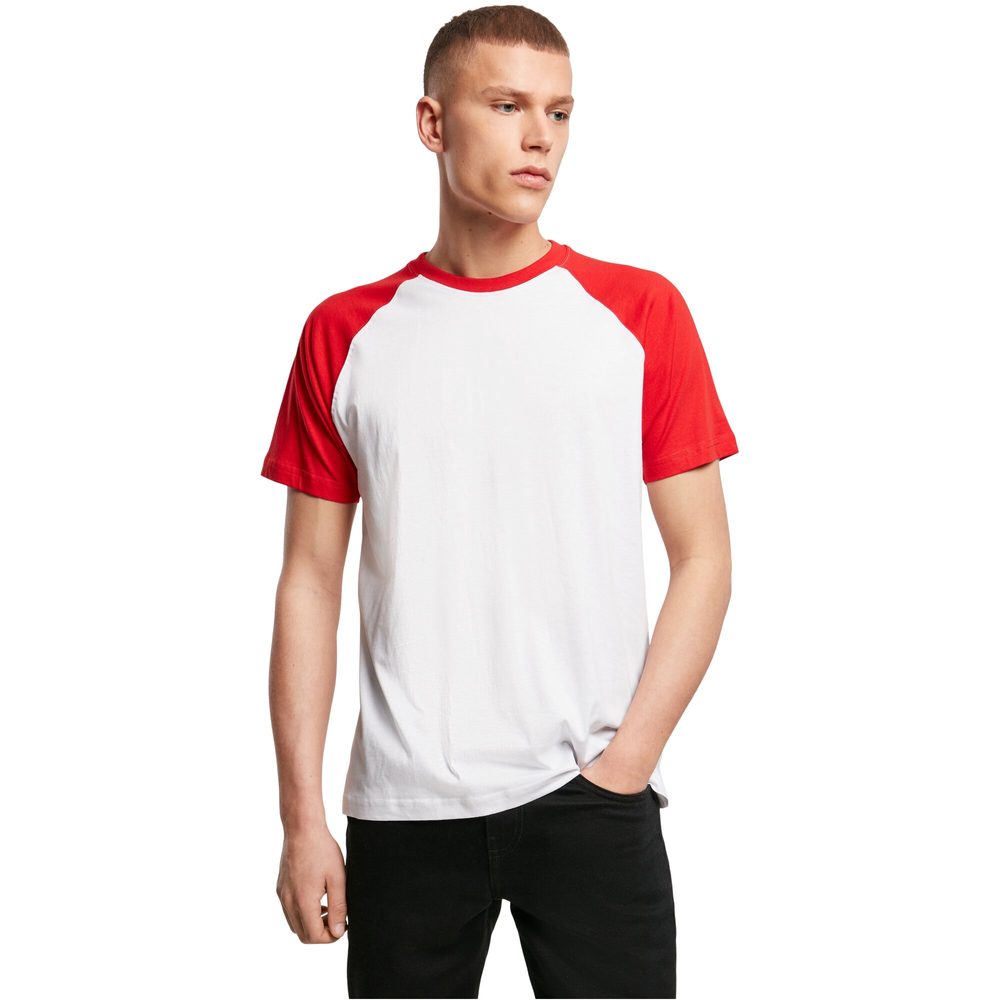 Build Your Brand Pánske dvojfarebné tričko s krátkym rukávom - Biela / čierna | L