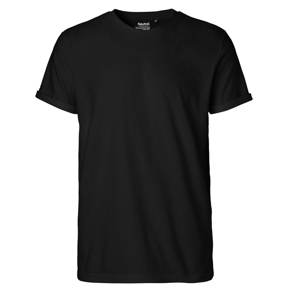 Neutral Pánské tričko s ohrnutými rukávy z organické Fairtrade bavlny - Černá | XXXL
