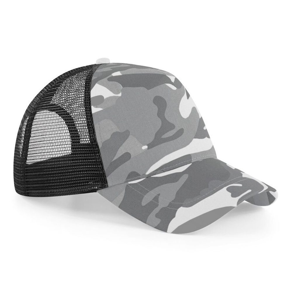 Levně Beechfield Maskáčová kšiltovka se síťkou - Arctic Camo / černá