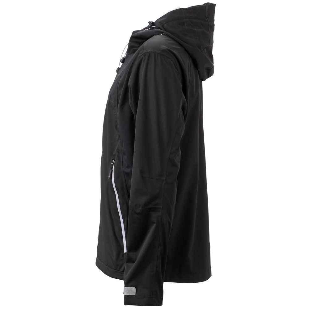 James & Nicholson Pánská softshellová bunda s kapucí JN1098 - Černá / stříbrná | S