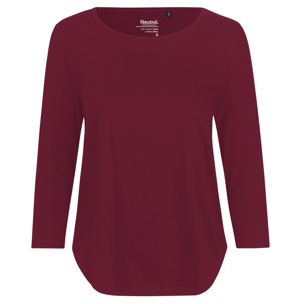 Neutral Dámske tričko s 3/4 rukávmi z organickej Fairtrade bavlny - Bordeaux | M