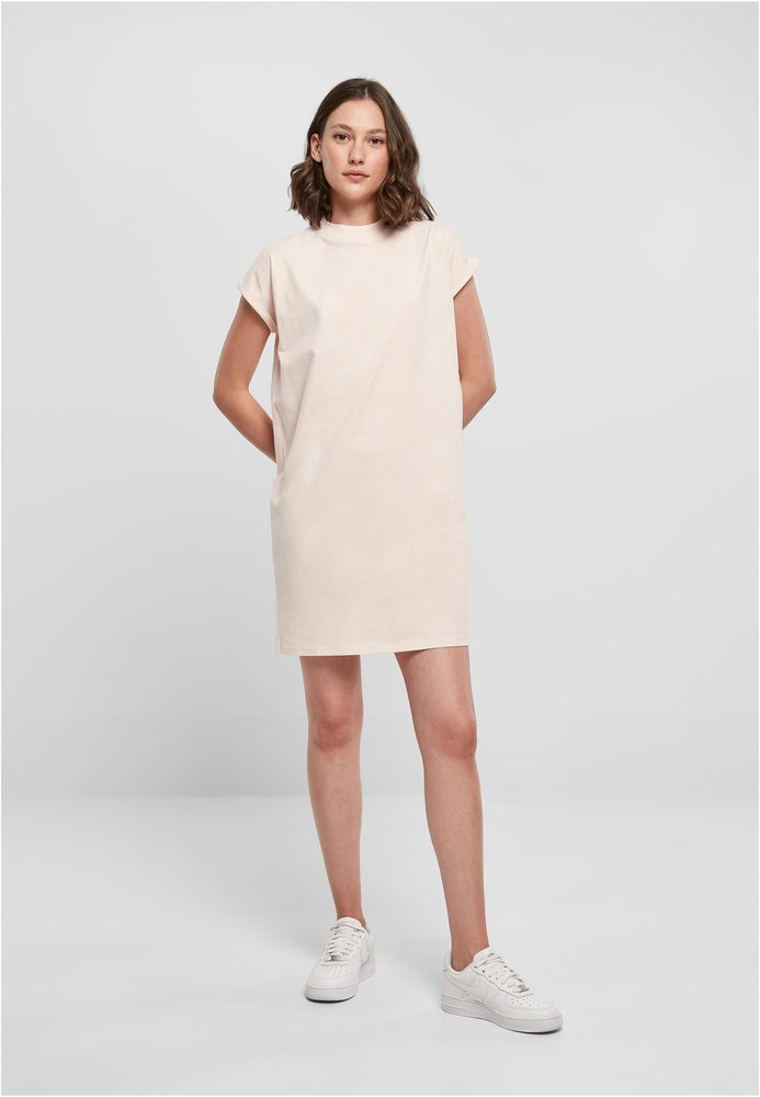 Build Your Brand Ležérne bavlnené šaty s golierikom - Ružová | M