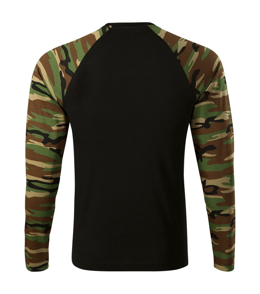 MALFINI Maskáčové tričko s dlhým rukávom Camouflage LS - Maskáčová zelená | XL