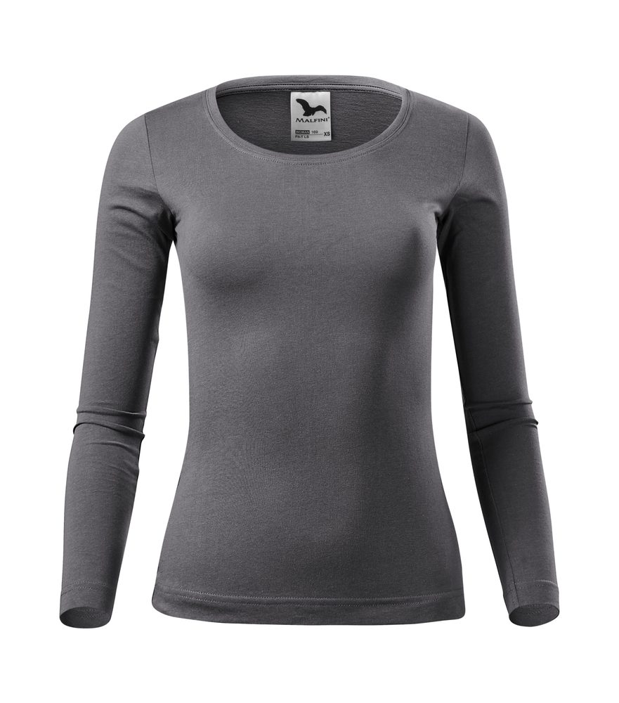 MALFINI Dámske tričko s dlhým rukávom Fit-T Long Sleeve - Oceľovo šedá | XS