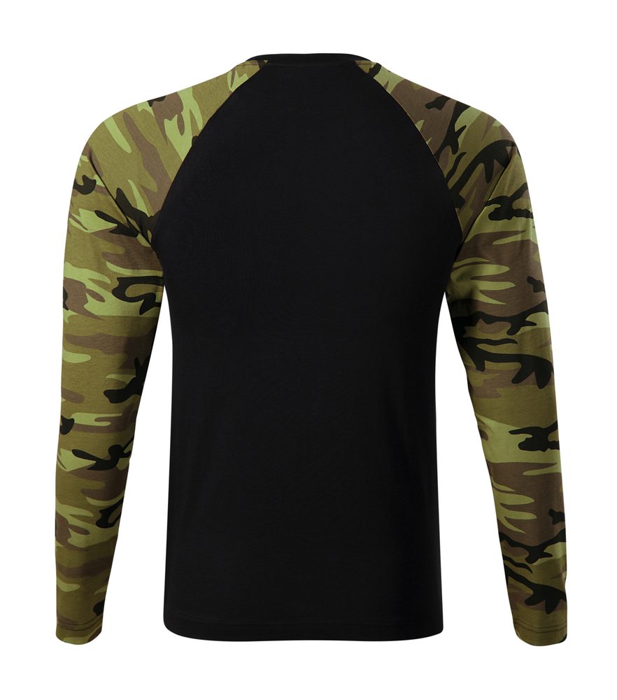 MALFINI Maskáčové tričko s dlhým rukávom Camouflage LS - Maskáčová zelená | XL