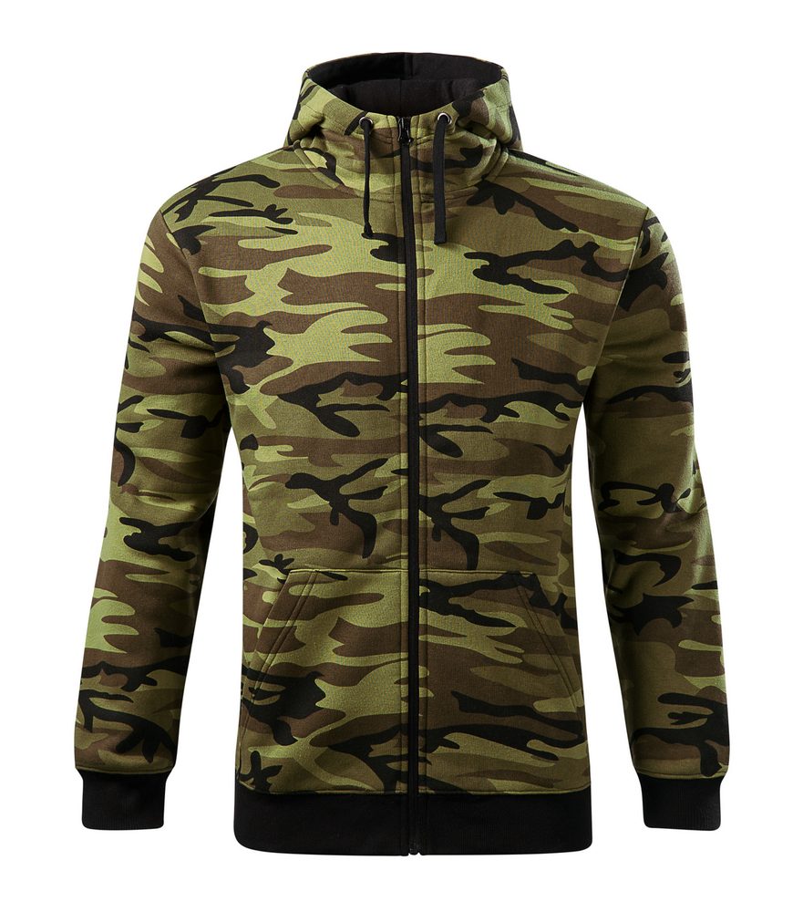 MALFINI Pánská mikina Camo Zipper - Maskáčová zelená | XXL