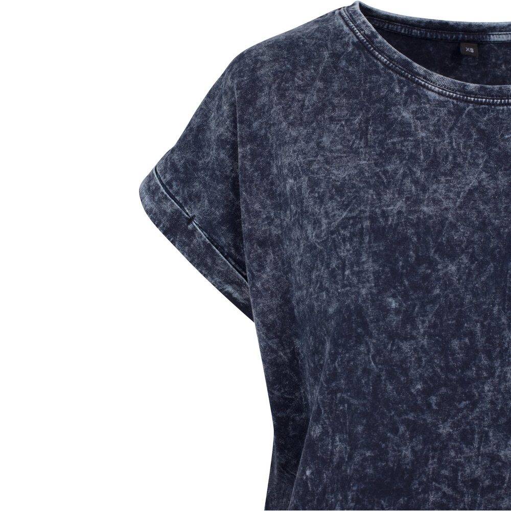 Build Your Brand Ležérní dámské tričko Acid Washed - Indigo / bílá | XXL