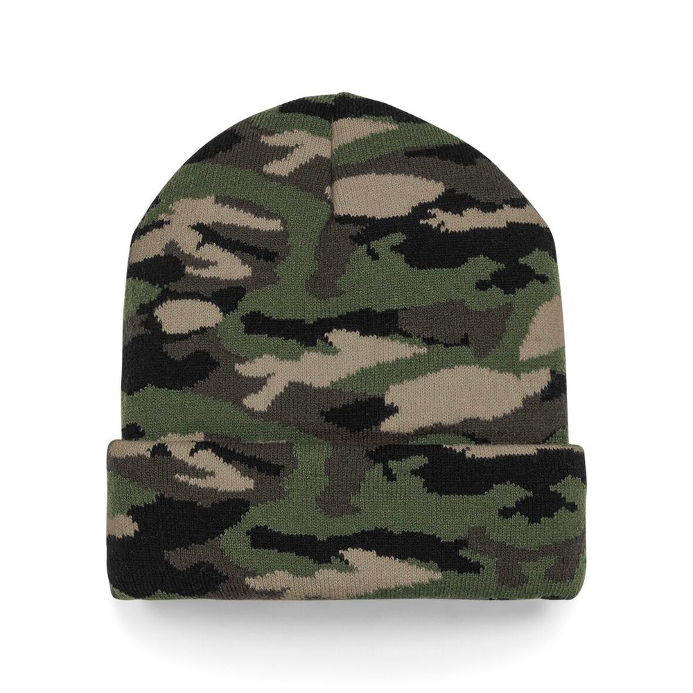 Beechfield Pletená maskáčová čiapka - Jungle Camo