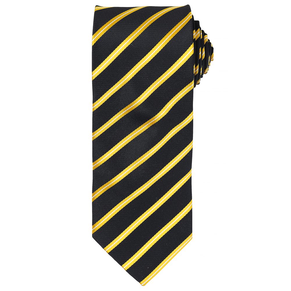 E-shop Premier Workwear Pásikavá kravata Sports Stripe # Čierna / zlatá
