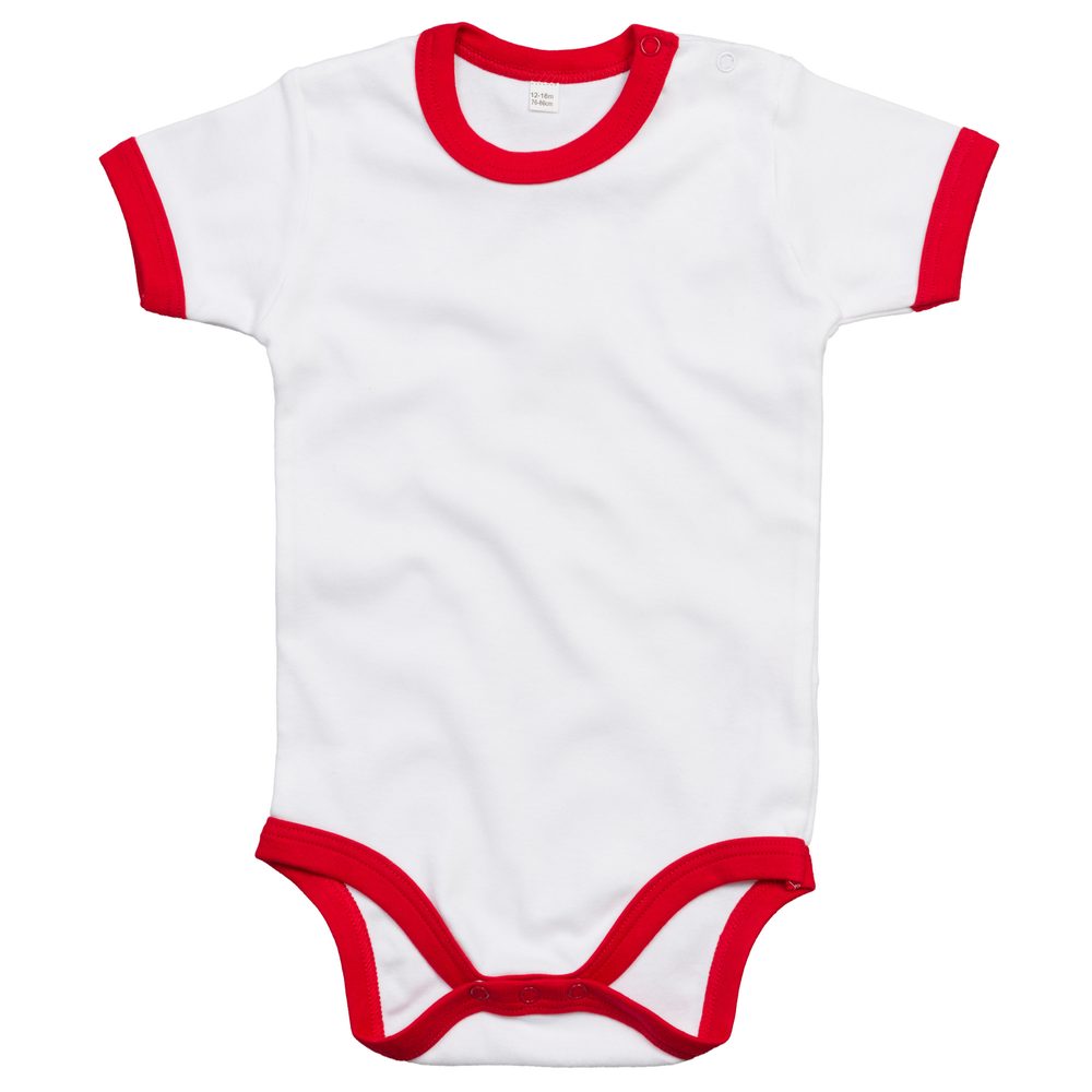 Levně Babybugz Dvoubarevné dětské body s krátkým rukávem - Bílá / červená