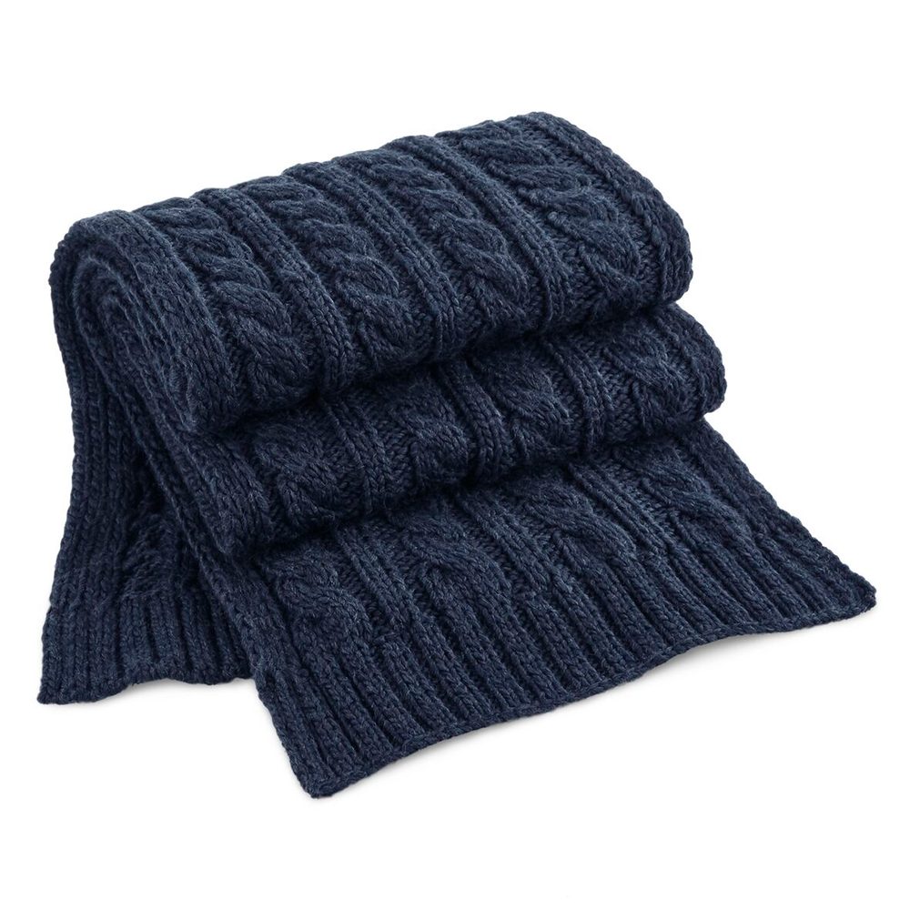 E-shop Beechfield Elegantný pletený melange šál # Námornícka modrá