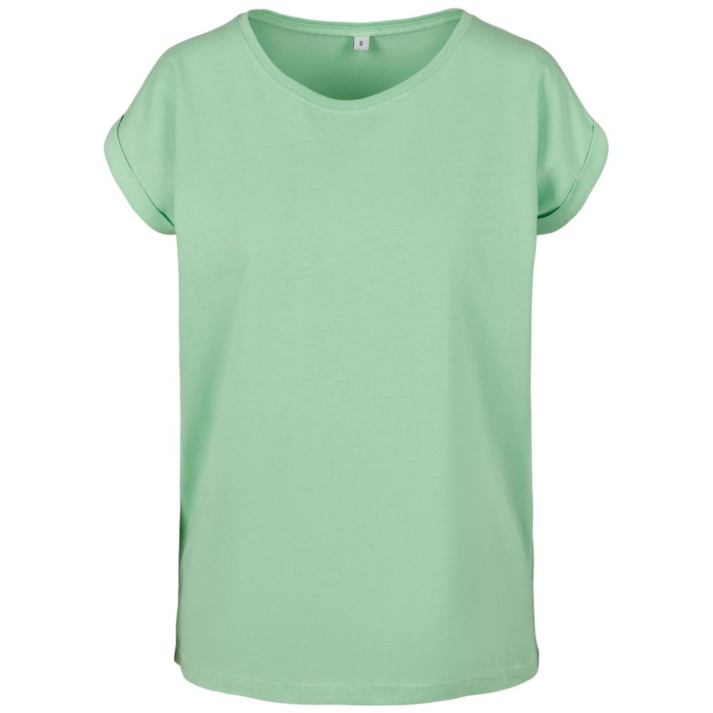 Build Your Brand Volné dámské tričko s ohrnutými rukávy - Mátová | XL