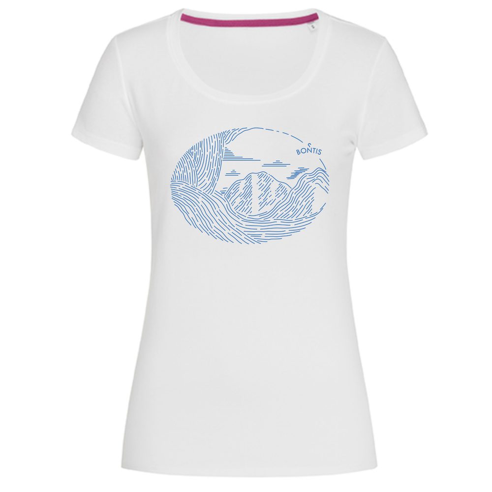 E-shop Bontis Dámske tričko MOUNTAINS # Biela / modrá