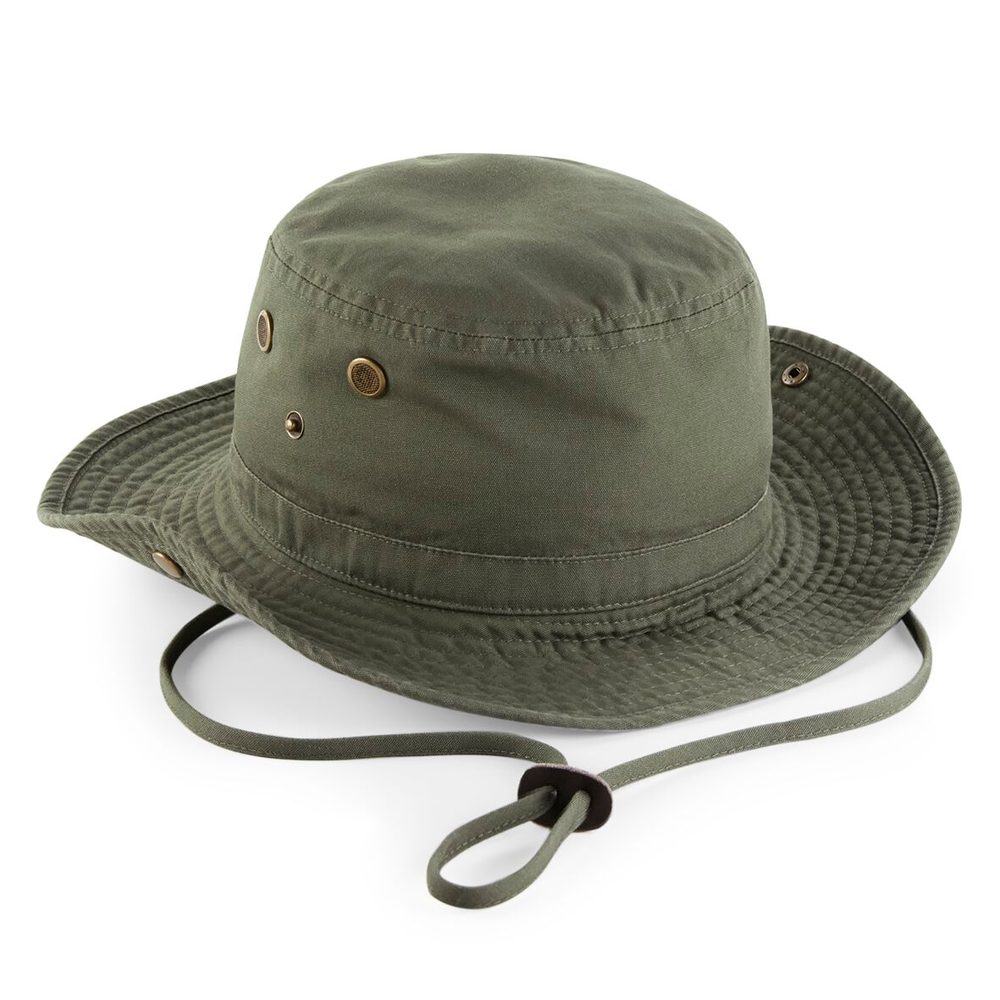 Levně Beechfield Bavlněný klobouk Outback - Olivová