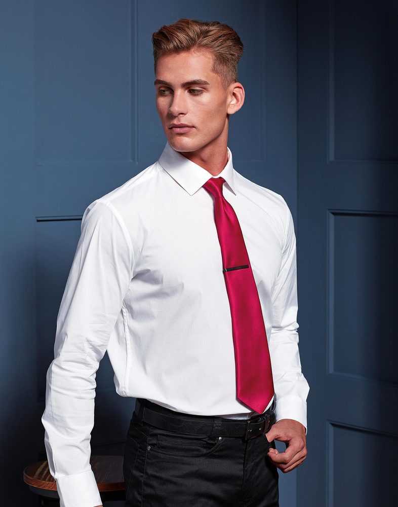 Premier Workwear Saténová kravata - Čierna