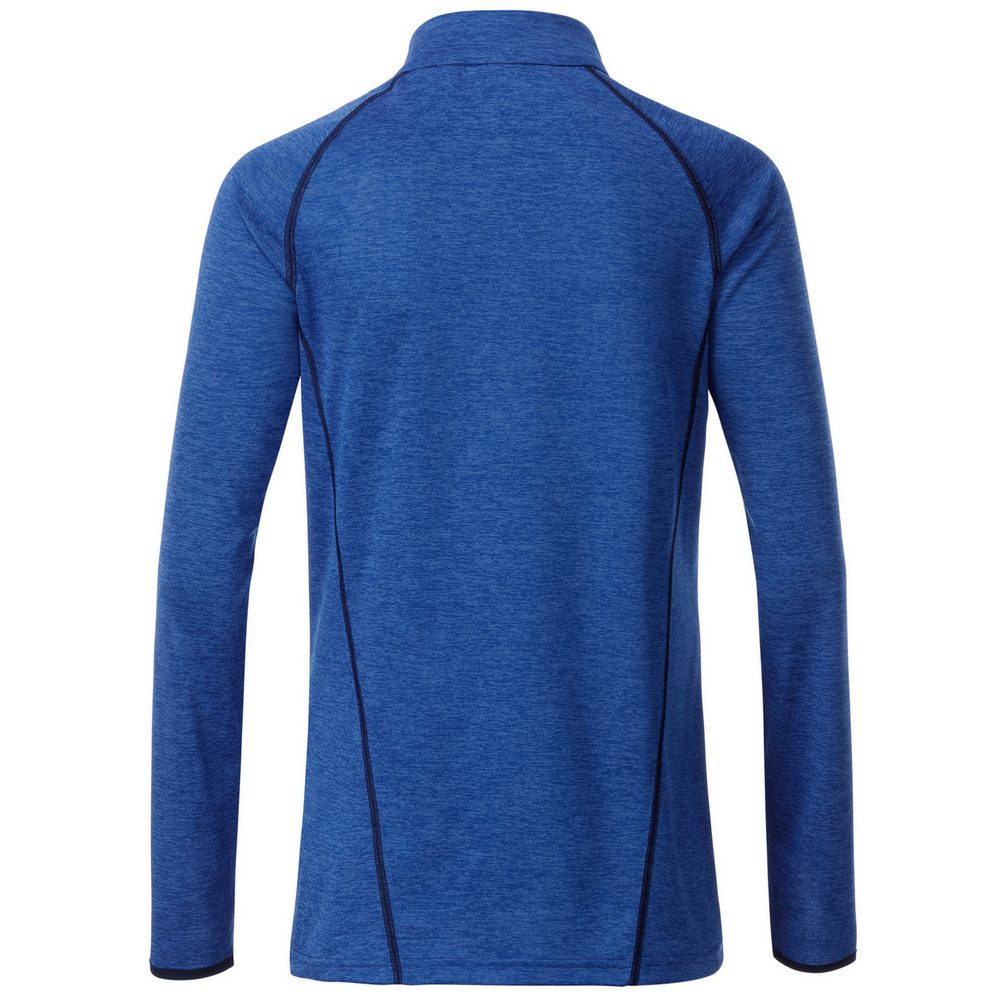 James & Nicholson Dámske funkčné tričko s dlhým rukávom JN497 - Modrý melír / tmavomodrá | XL