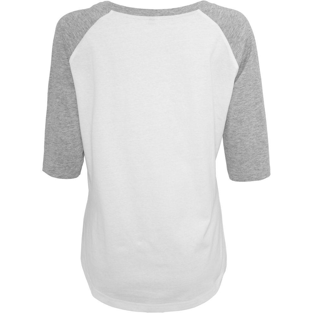Build Your Brand Dámske dvojfarebné tričko s 3/4 rukávmi - Tmavošedý melír / čierna | S