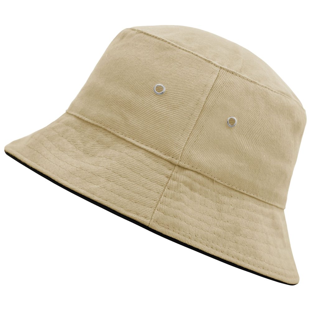 Levně Myrtle Beach Bavlněný klobouk MB012 - Khaki / černá