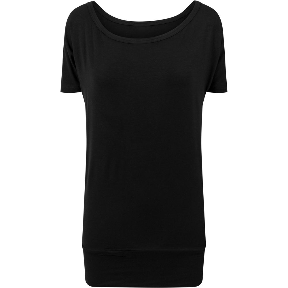 Build Your Brand Ľahké predĺžené dámske tričko s krátkym rukávom - Čierna | XXL