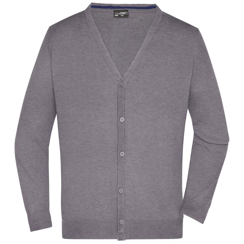 James & Nicholson Pánsky bavlnený sveter JN661 - Šedý melír | XL