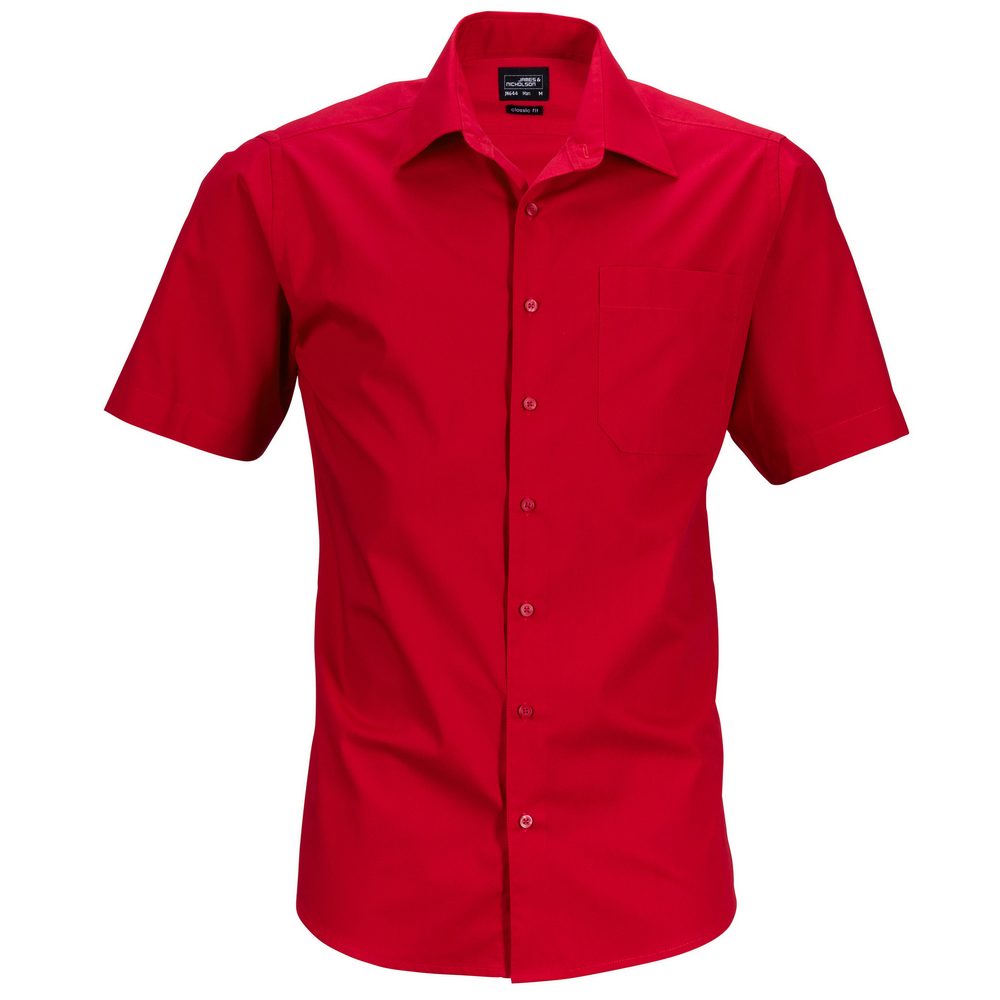 James & Nicholson Pánska košeľa s krátkym rukávom JN644 - Červená | XXXXL