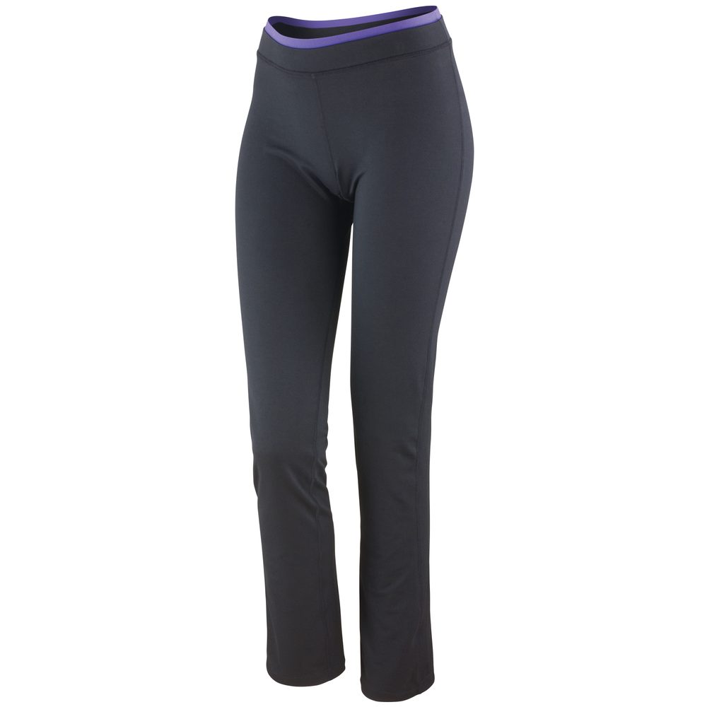 SPIRO Dámské fitness kalhoty - Černá / levandulová | XS