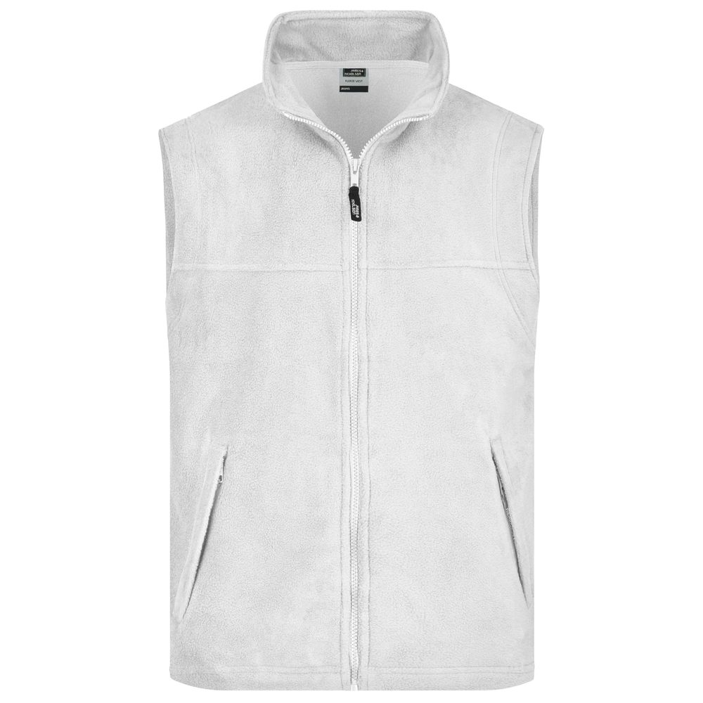 James & Nicholson Pánská fleecová vesta JN045 - Bílá | XXXL