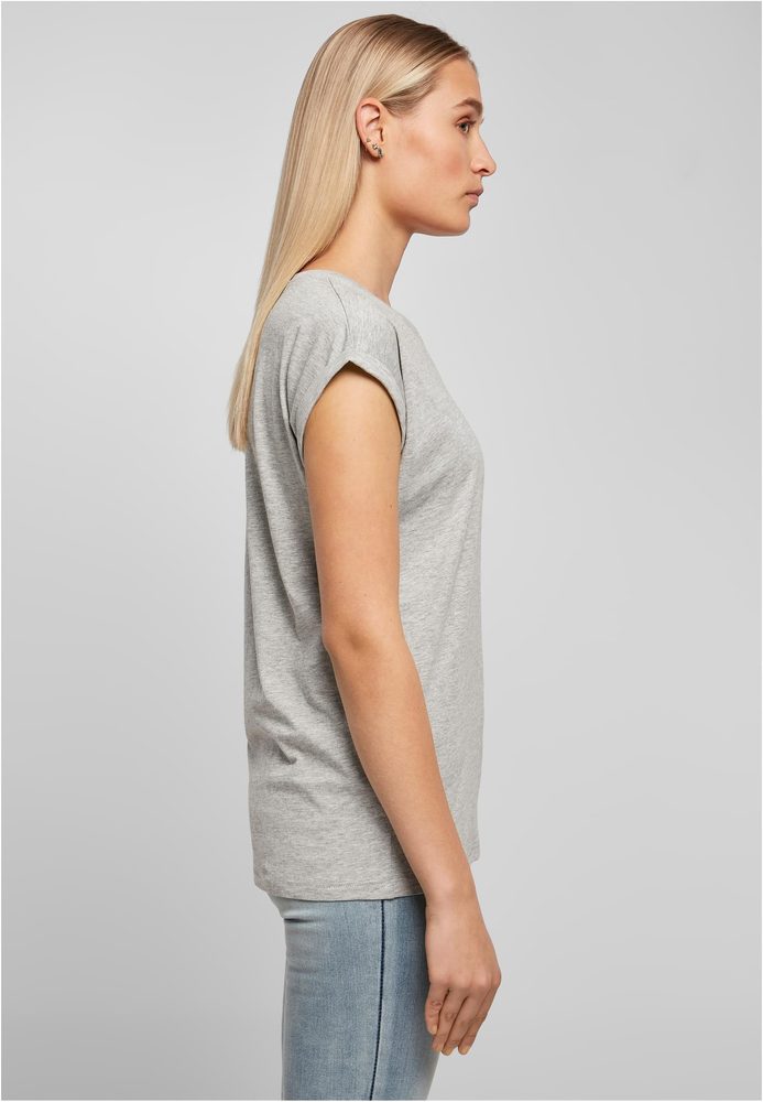 Build Your Brand Voľné dámske tričko s ohrnutými rukávmi - Lesná zelená | XXXXXL