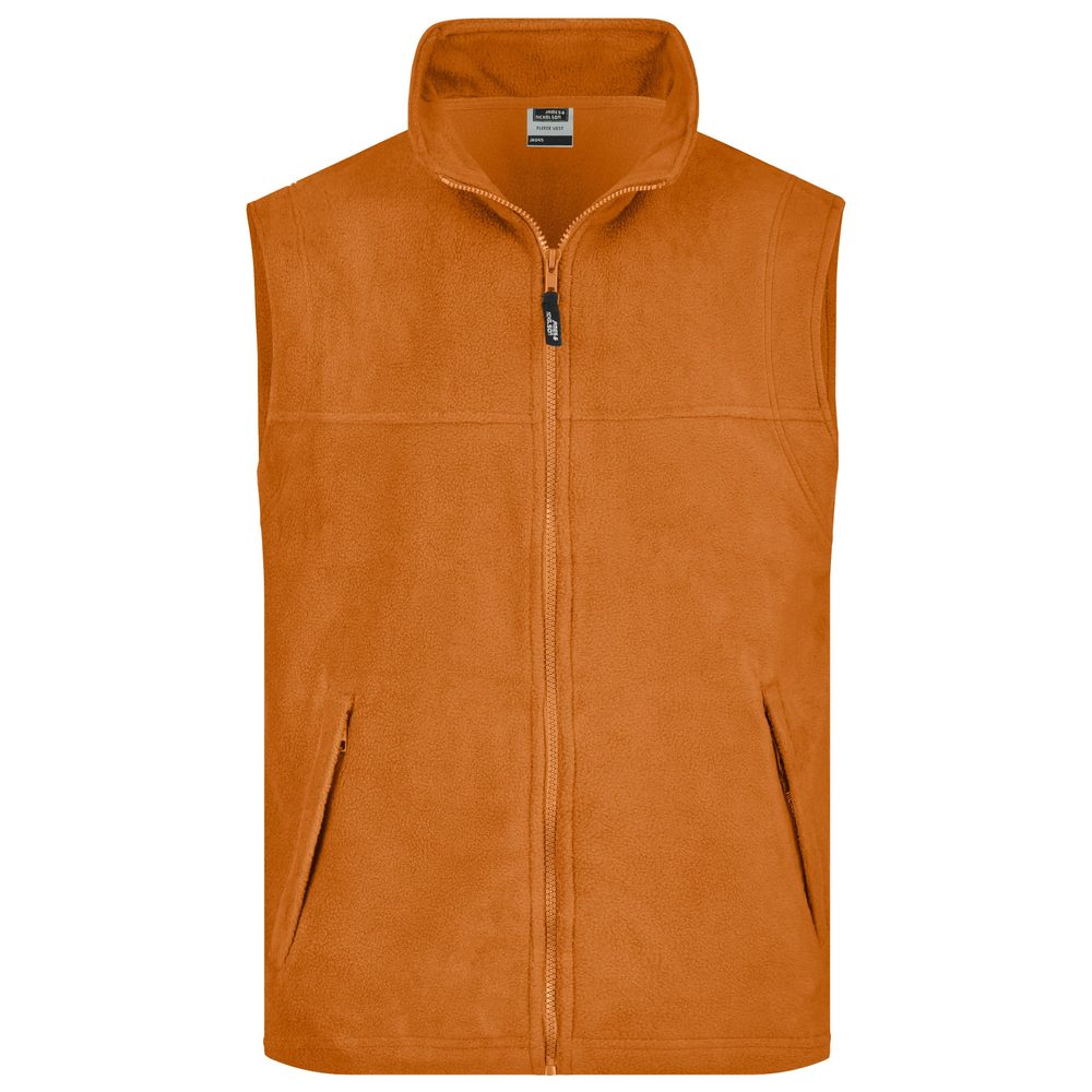 James & Nicholson Pánska fleecová vesta JN045 - Oranžová | XXL