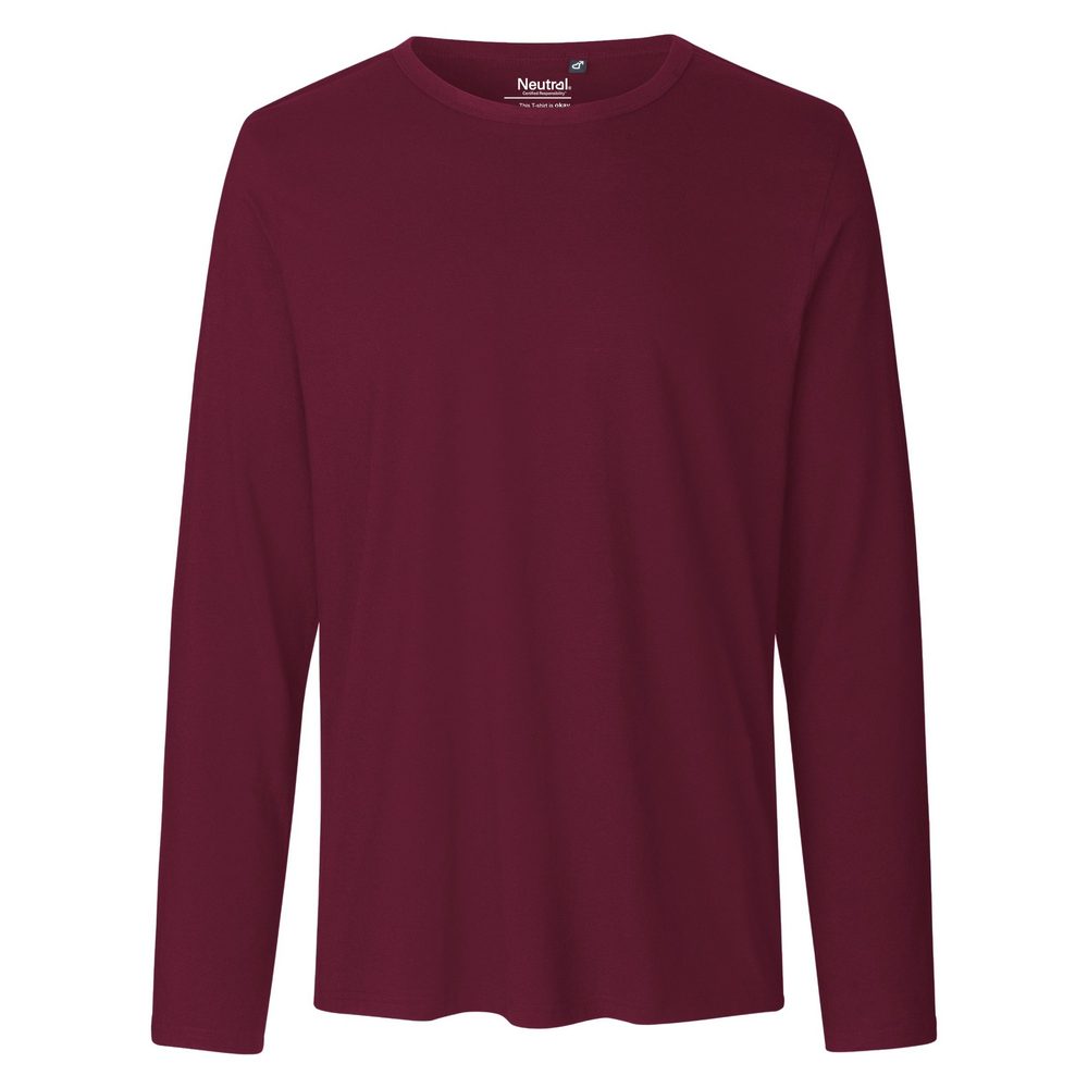 Neutral Pánské tričko s dlouhým rukávem z organické Fairtrade bavlny - Bordeaux | XL