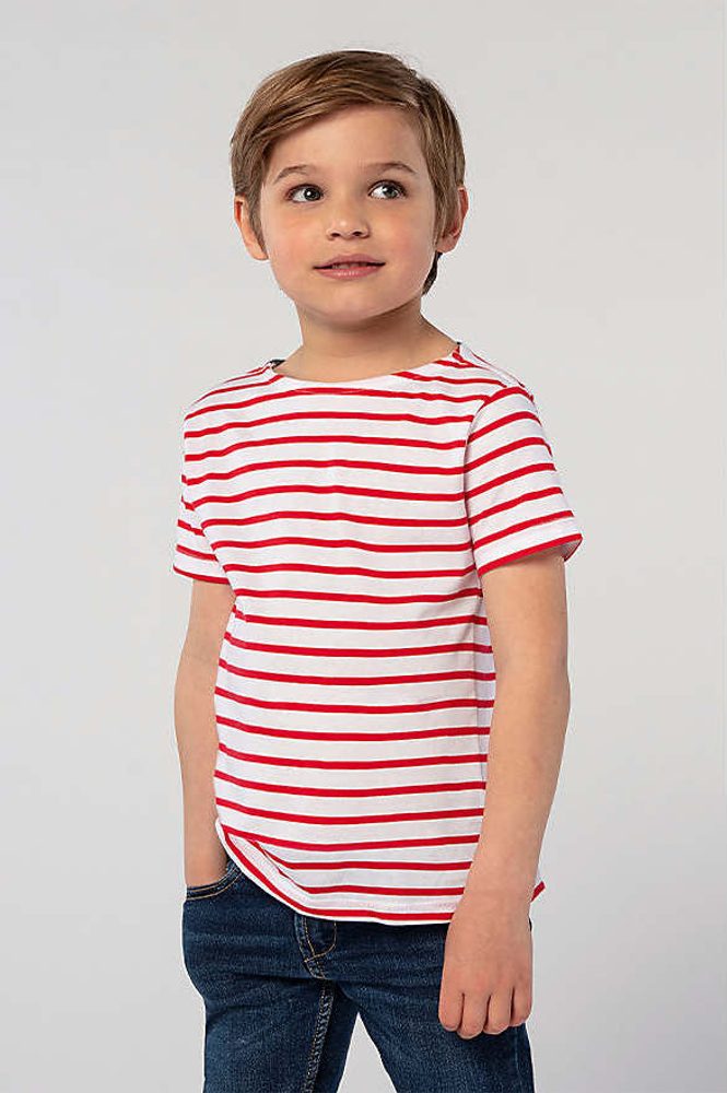 SOL\'S Detské pásikavé tričko Miles - Biela / tmavomodrá | 6 rokov (106/116)