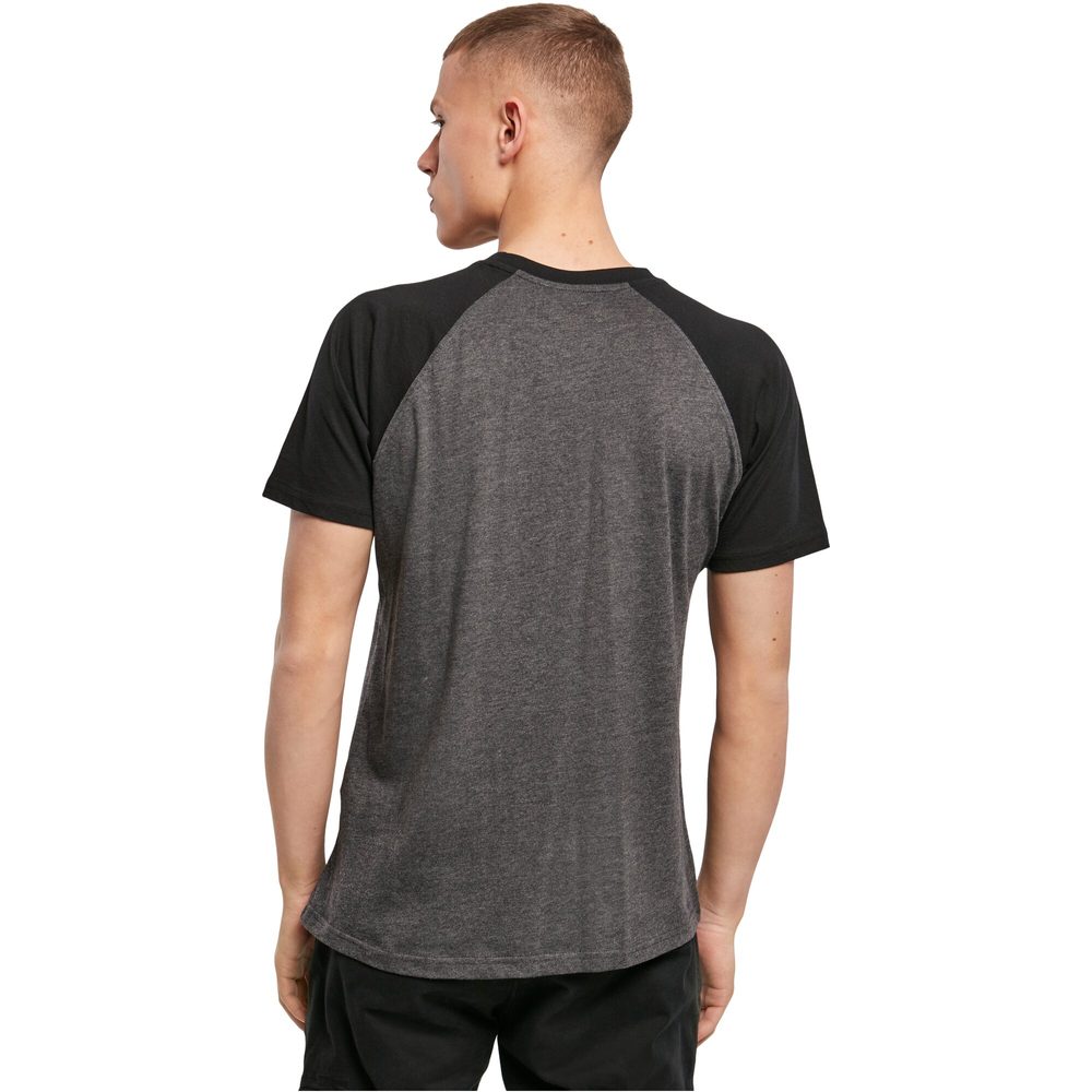 Build Your Brand Pánske dvojfarebné tričko s krátkym rukávom - Biela / čierna | L