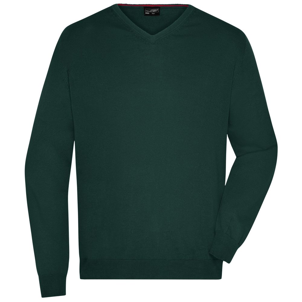 James & Nicholson Pánský bavlněný svetr JN659 - Lesní zelená | XXL