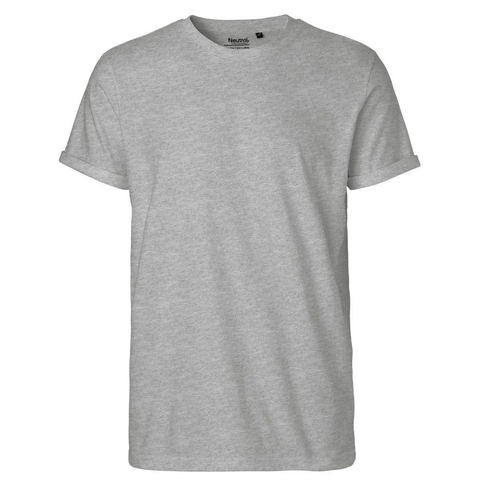 Neutral Pánské tričko s ohrnutými rukávy z organické Fairtrade bavlny - Sportovně šedá | XXL