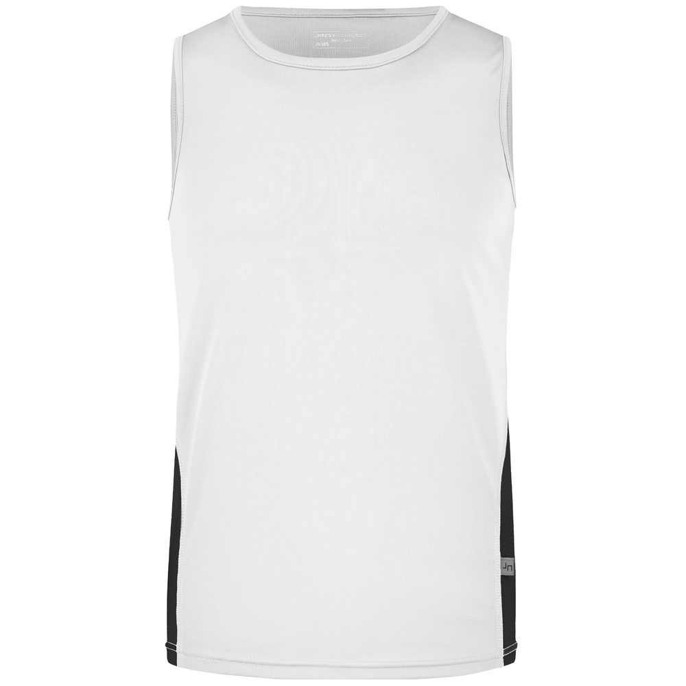 James & Nicholson Pánske športové tričko bez rukávov JN305 - Biela / čierna | L
