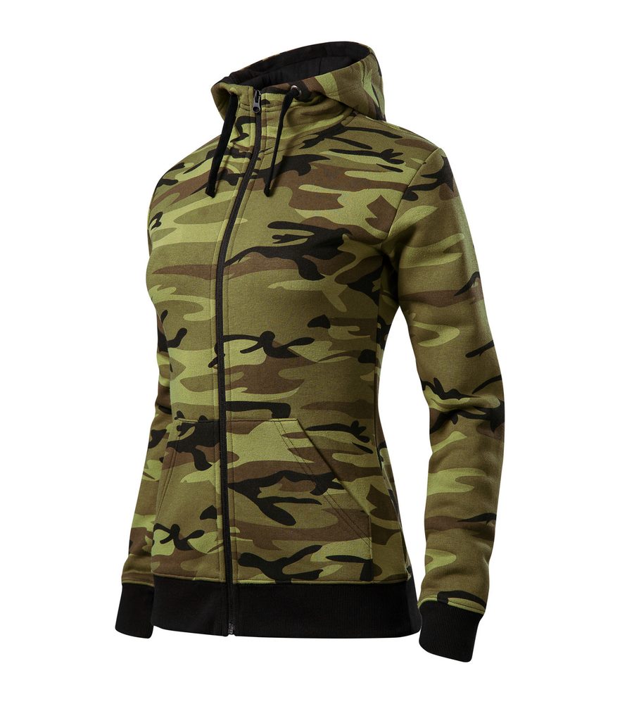 MALFINI Dámska mikina Camo Zipper - Maskáčová zelená | M