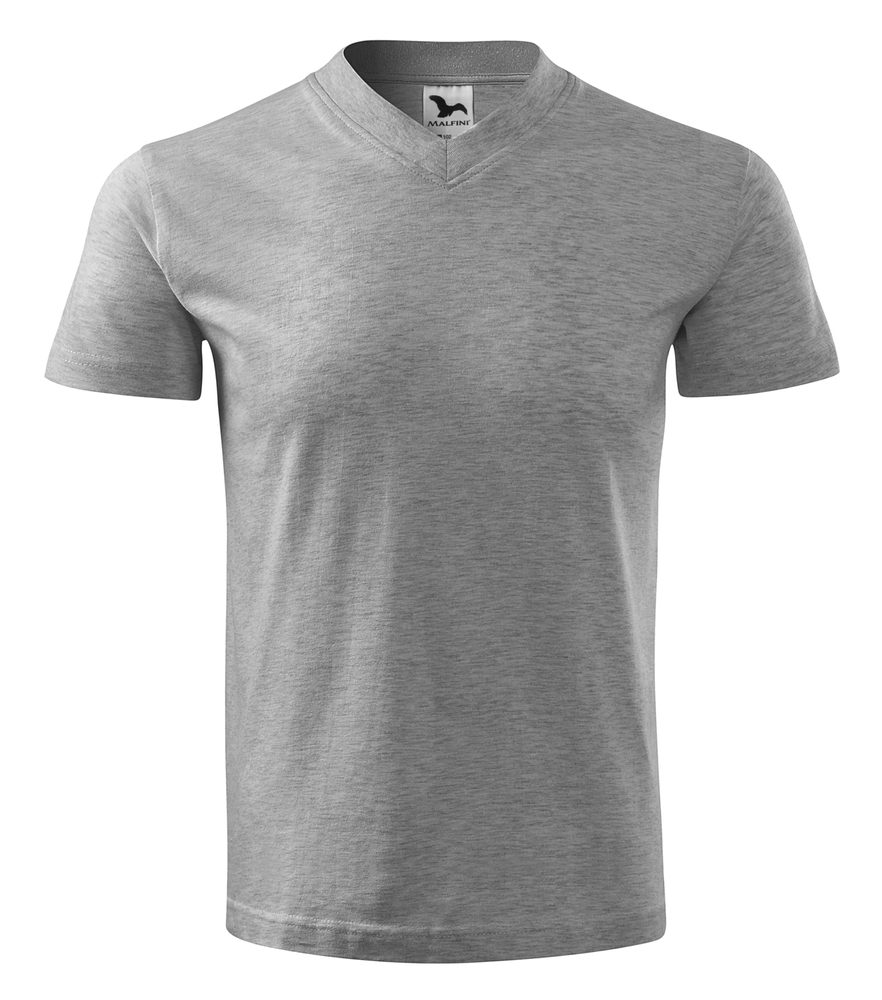 MALFINI Tričko V-neck - Tmavě šedý melír | M