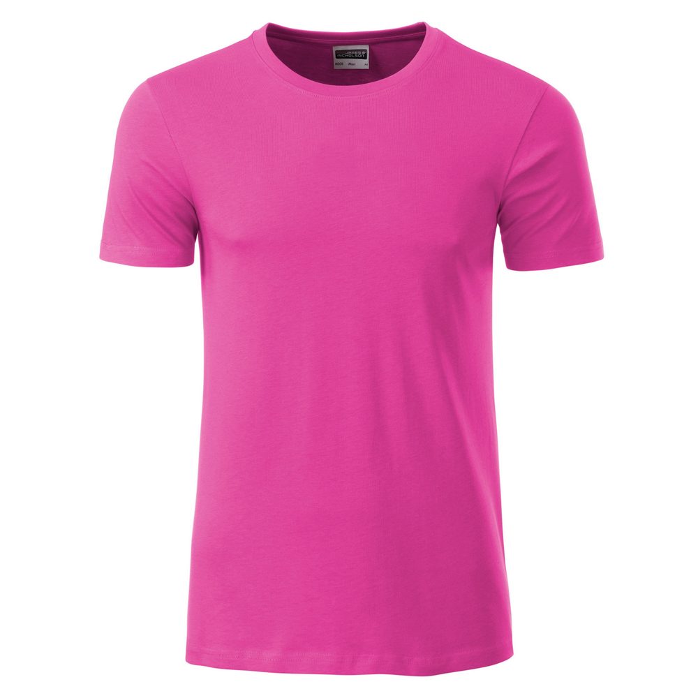James & Nicholson Klasické pánske tričko z biobavlny 8008 - Ružová | M